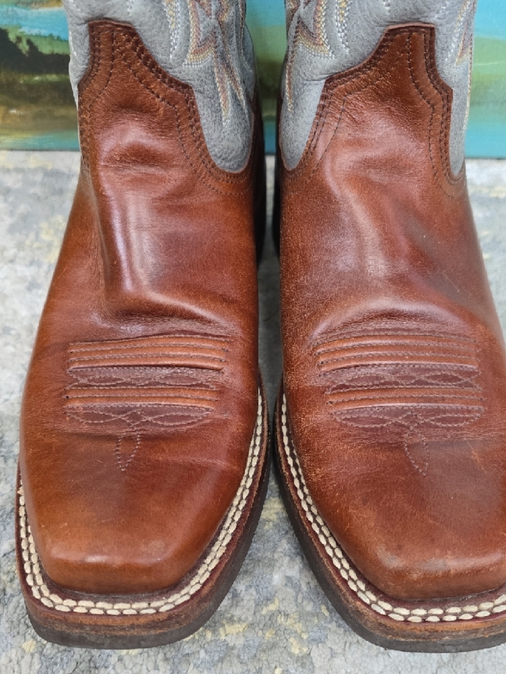 Ariat Cobalt XR Brown & Aqua Leather Women's Boots Size 7B - Picture 2 of 13